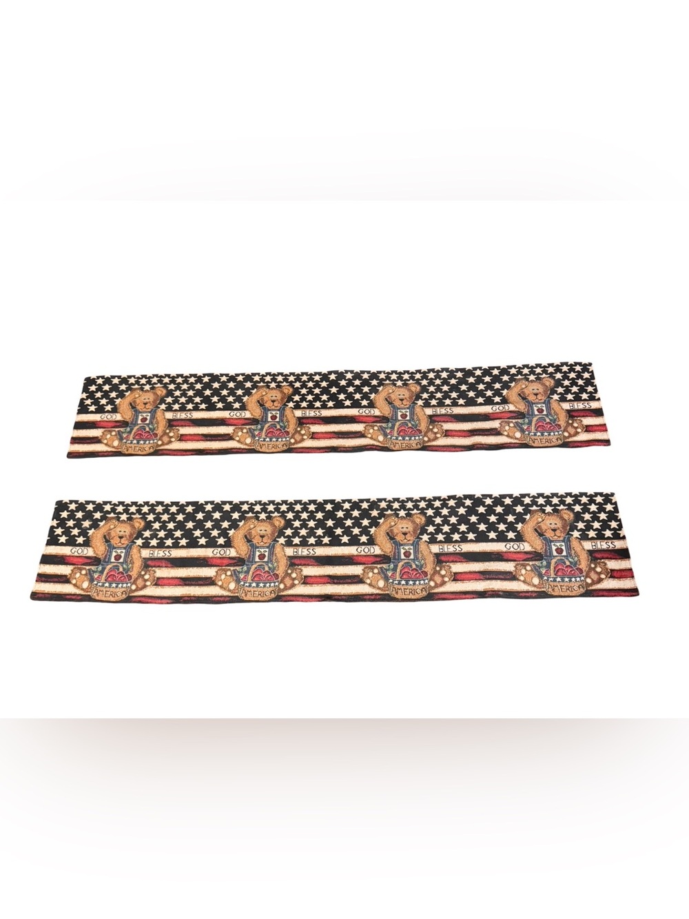 Two Americana Tapestry Table Runners Cottage Patriotic Country Farmhouse Design
